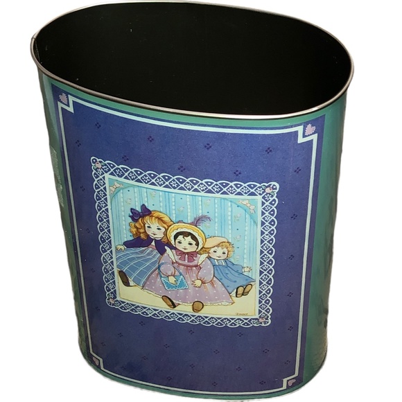 Tin Metal Oval Waste Basket Trash Can Girls’ Art Print -Ginny - Picture 12 of 15